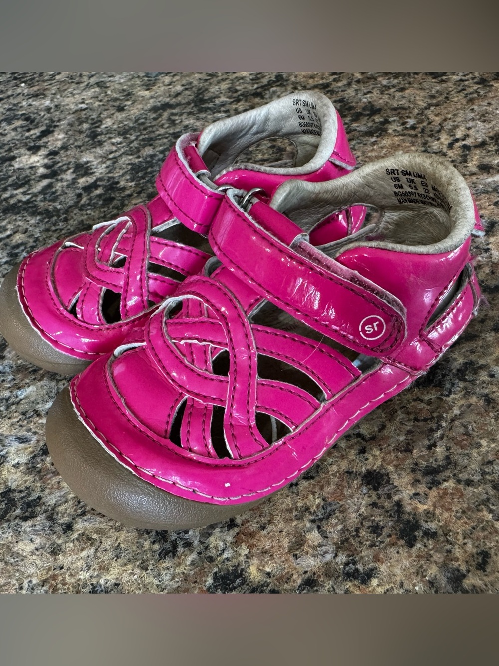 Stride Rite Soft Motion Hot Pink Fisherman Sandal Baby Girls Size 6 Leather